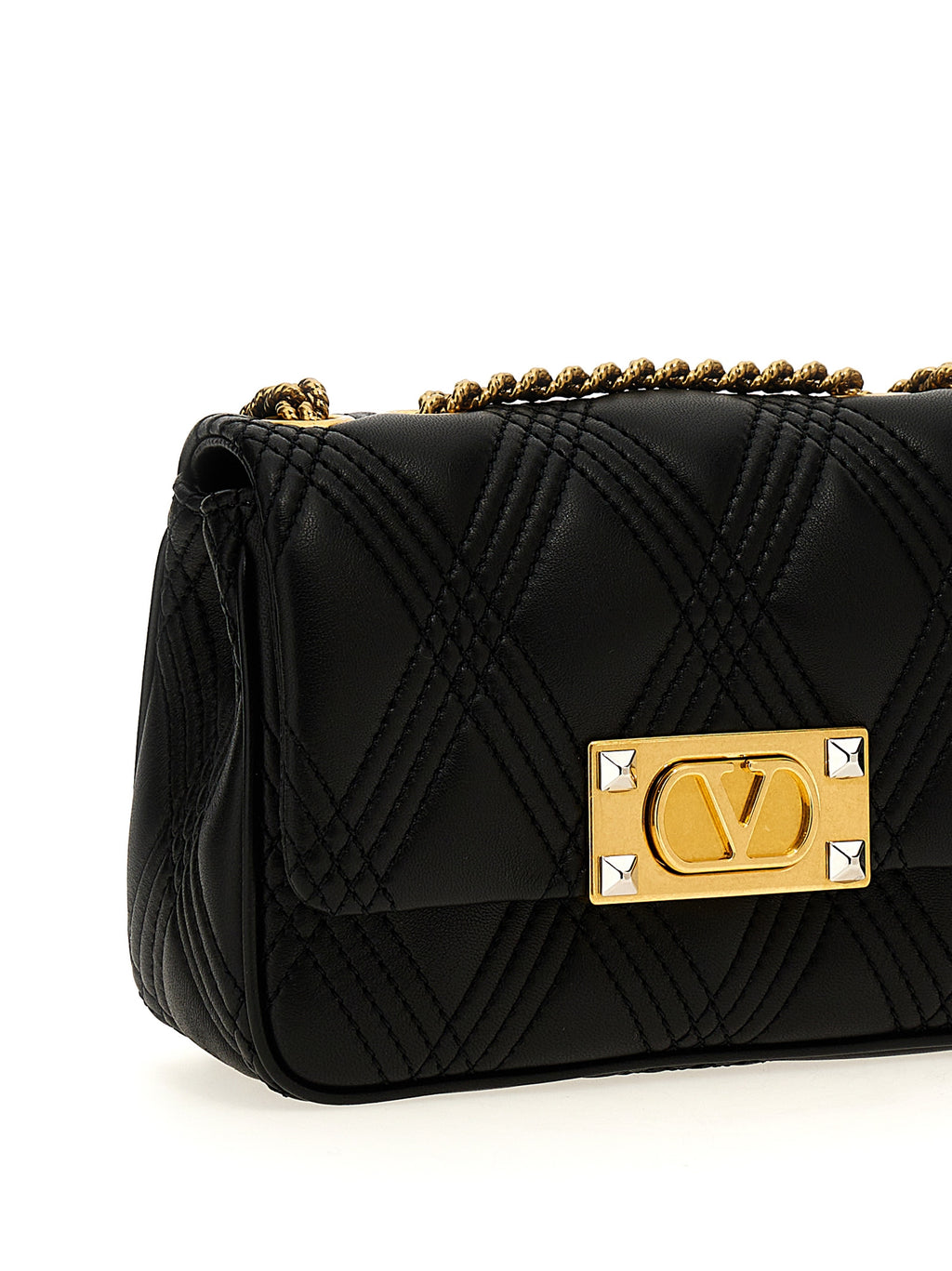 Valentino Garavani Quiltie 67 Black Leather Shoulder Bag