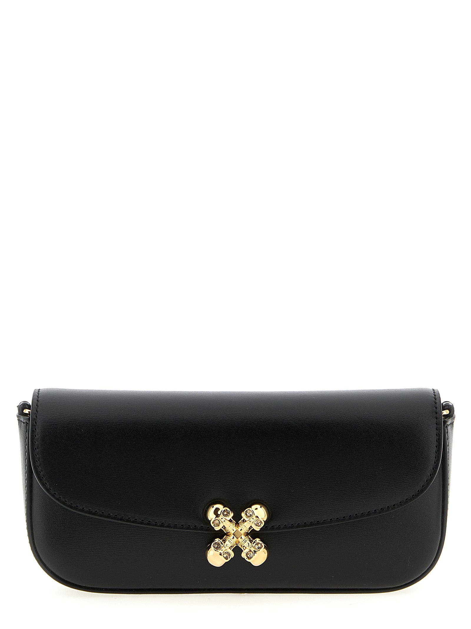 McQueen Skull Flower Small Crossbody Bag Black