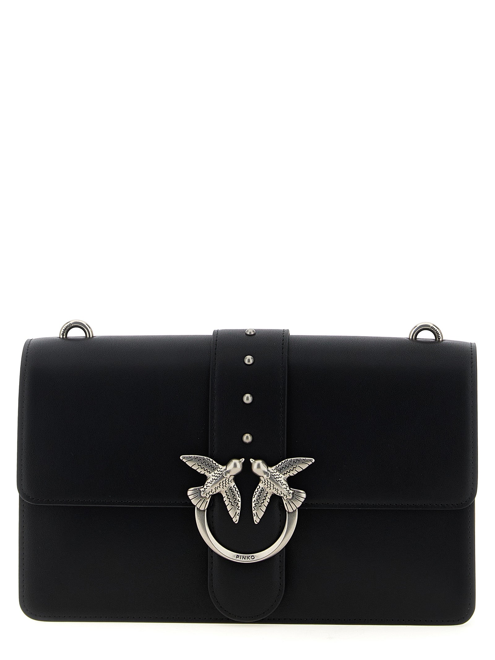 Pinko Love One Classic Goat Leather Crossbody Bag Black