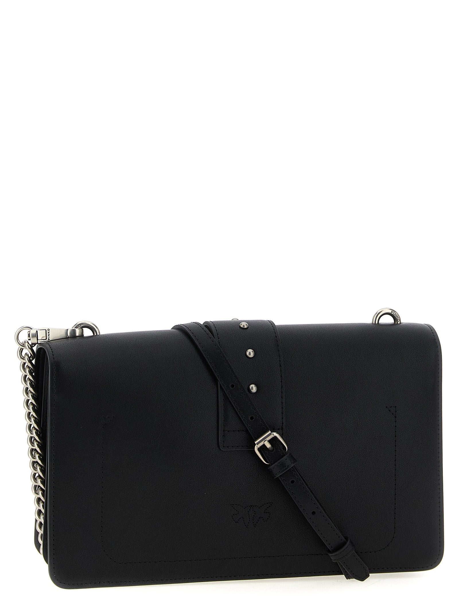 Pinko Love One Classic Goat Leather Crossbody Bag Black