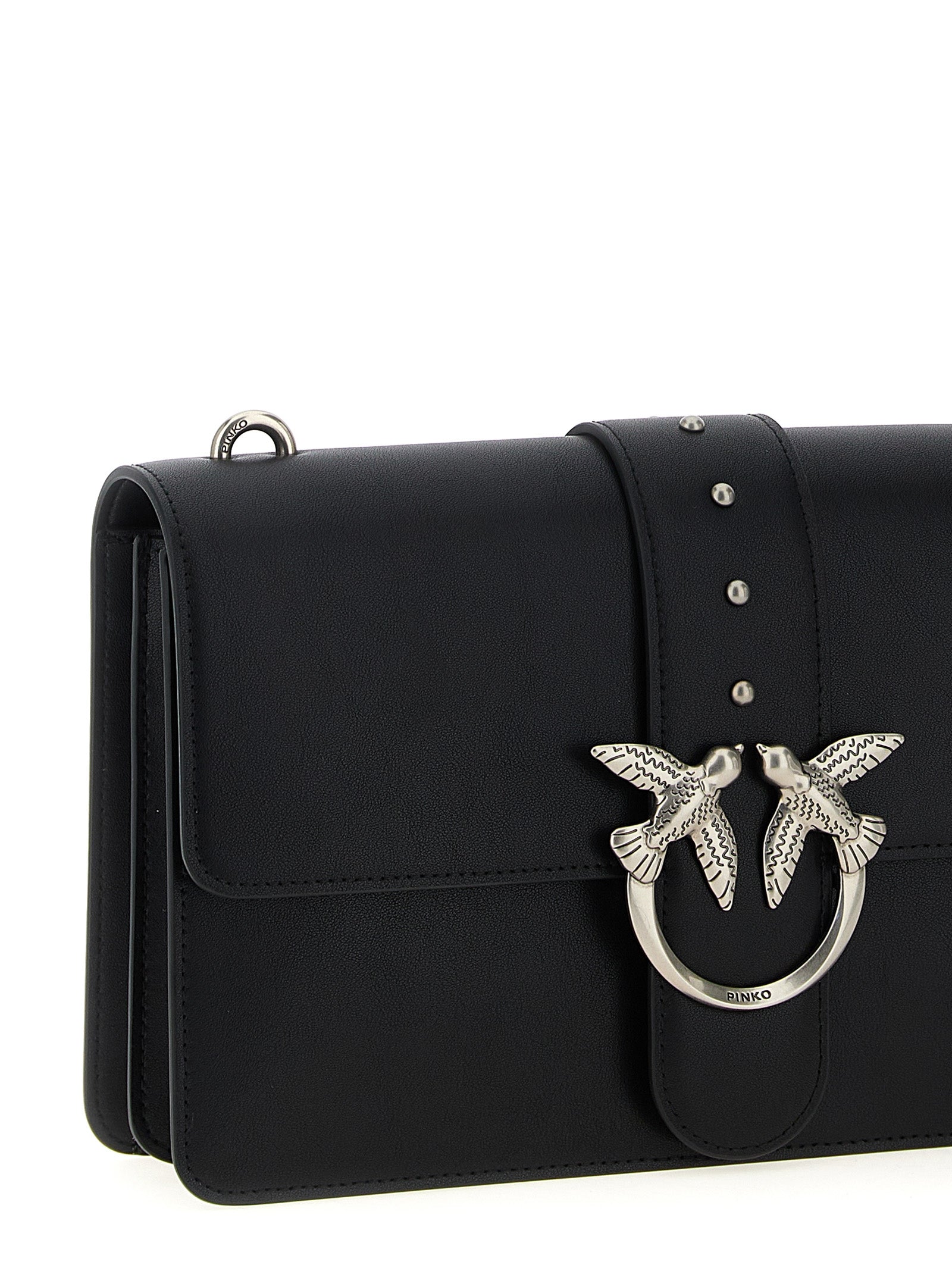 Pinko Love One Classic Goat Leather Crossbody Bag Black