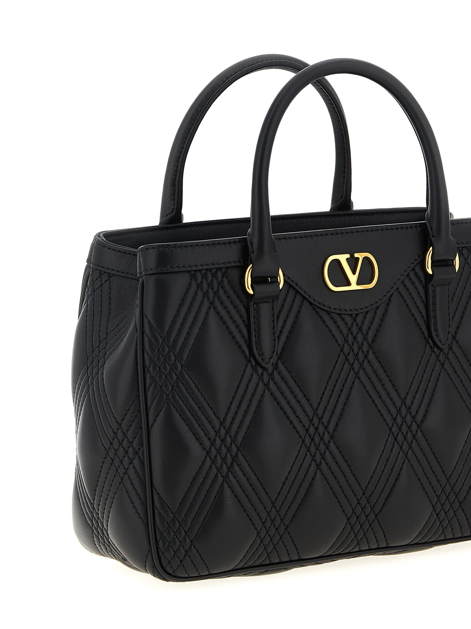 Valentino Garavani Quiltie 67 Black Leather Handbag