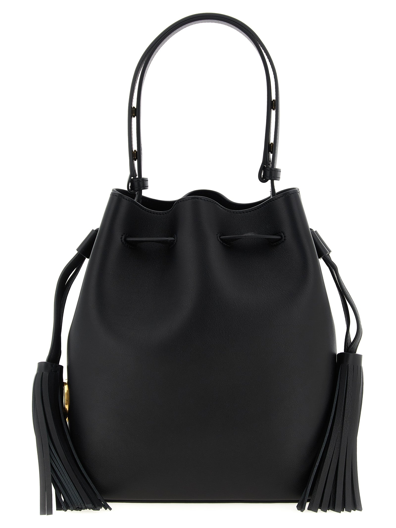 Valentino Garavani Black Leather Bucket Bag