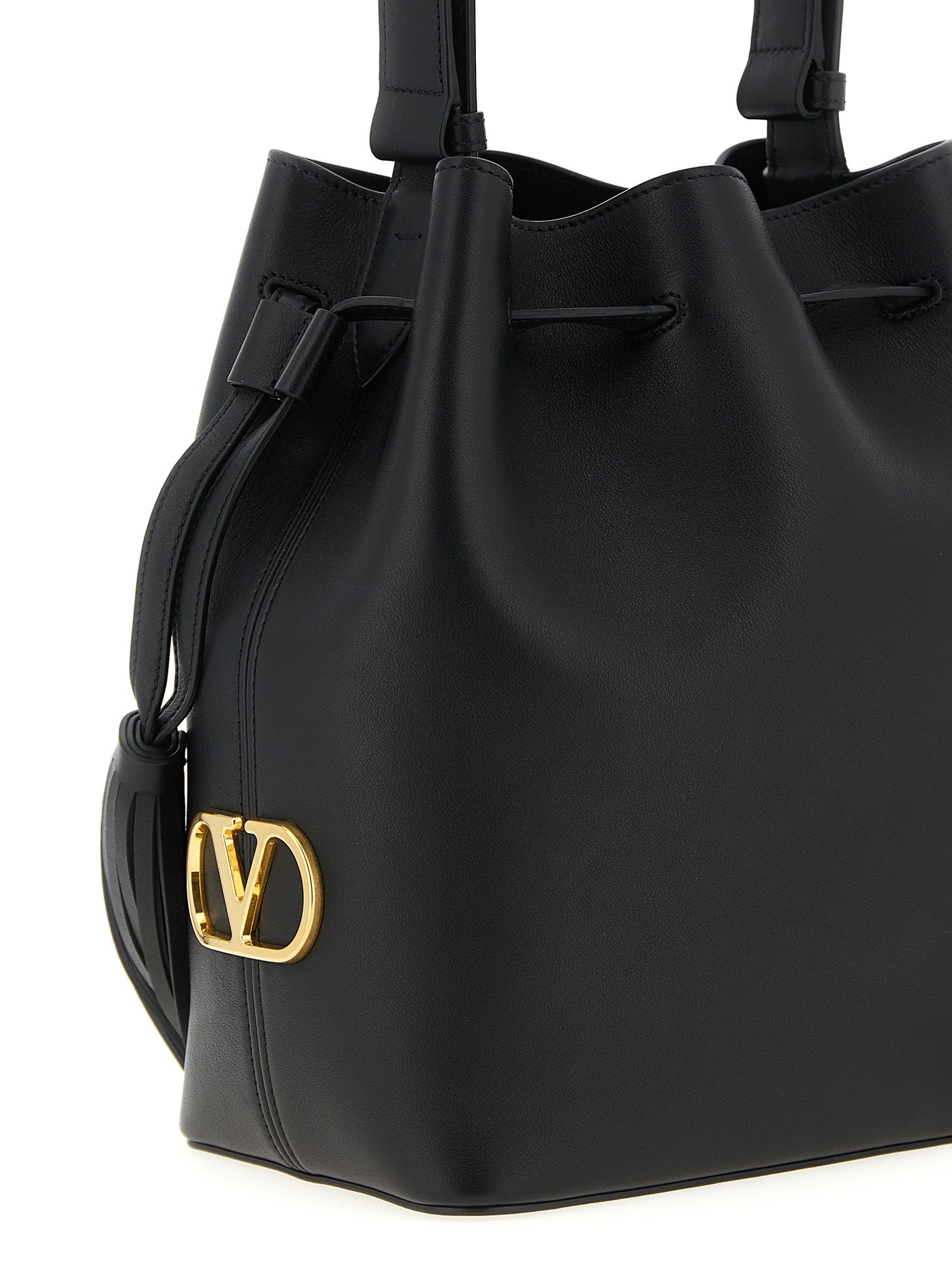 Valentino Garavani Black Leather Bucket Bag
