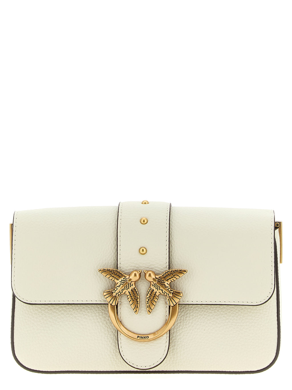 Pinko Love One Mini Goat Leather Crossbody Bag Ivory