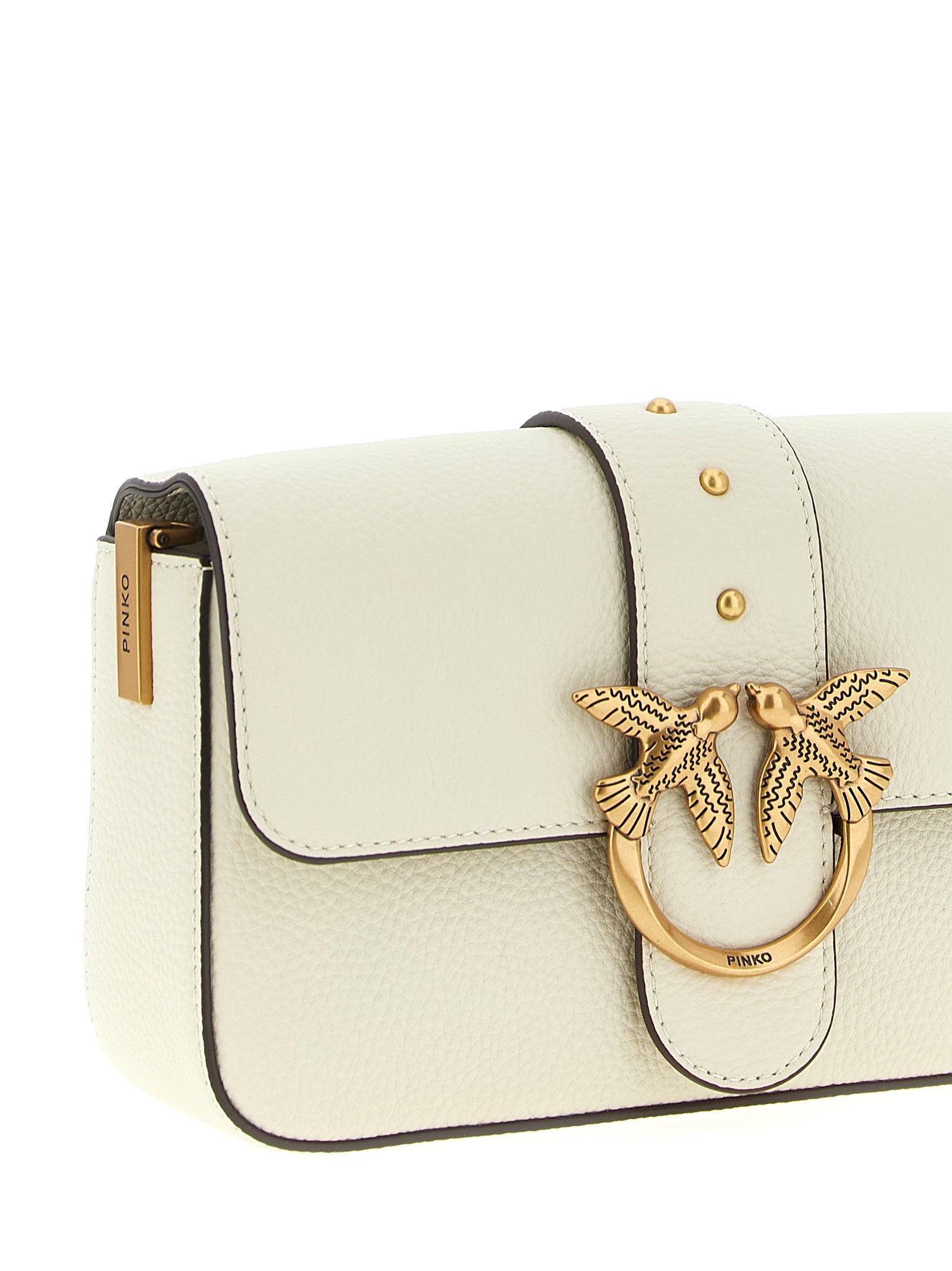 Pinko Love One Mini Goat Leather Crossbody Bag Ivory
