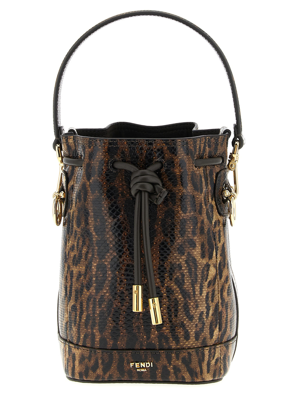 Fendi Mon Tresor Mini Karung Leather Bucket Bag Brown