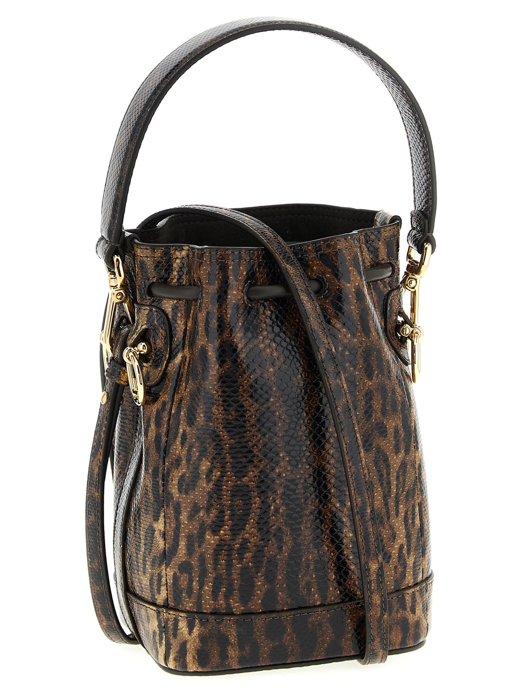 Fendi Mon Tresor Mini Karung Leather Bucket Bag Brown