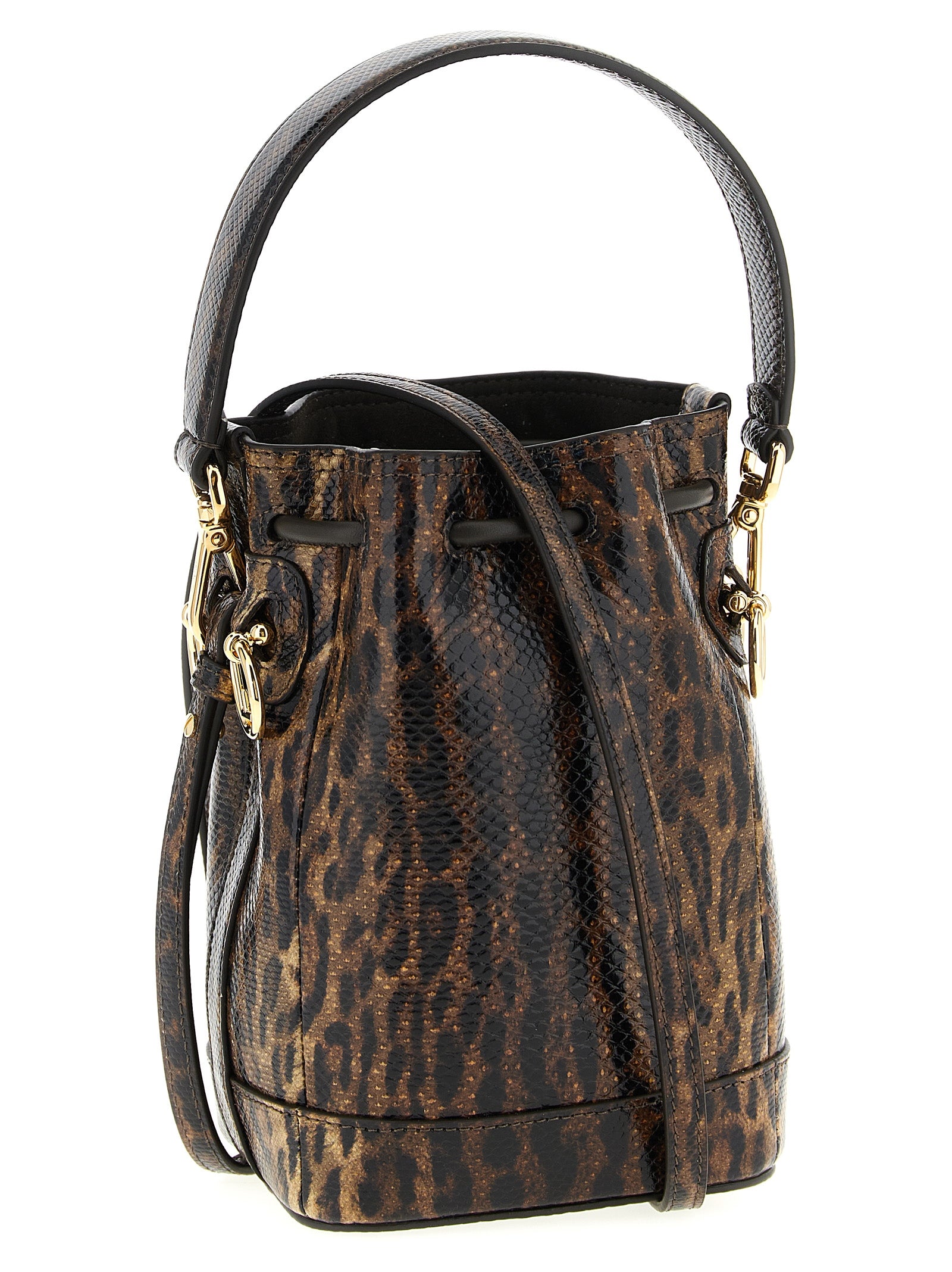Fendi Mon Tresor Mini Karung Leather Bucket Bag Brown
