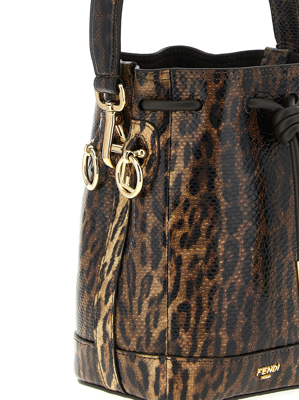 Fendi Mon Tresor Mini Karung Leather Bucket Bag Brown