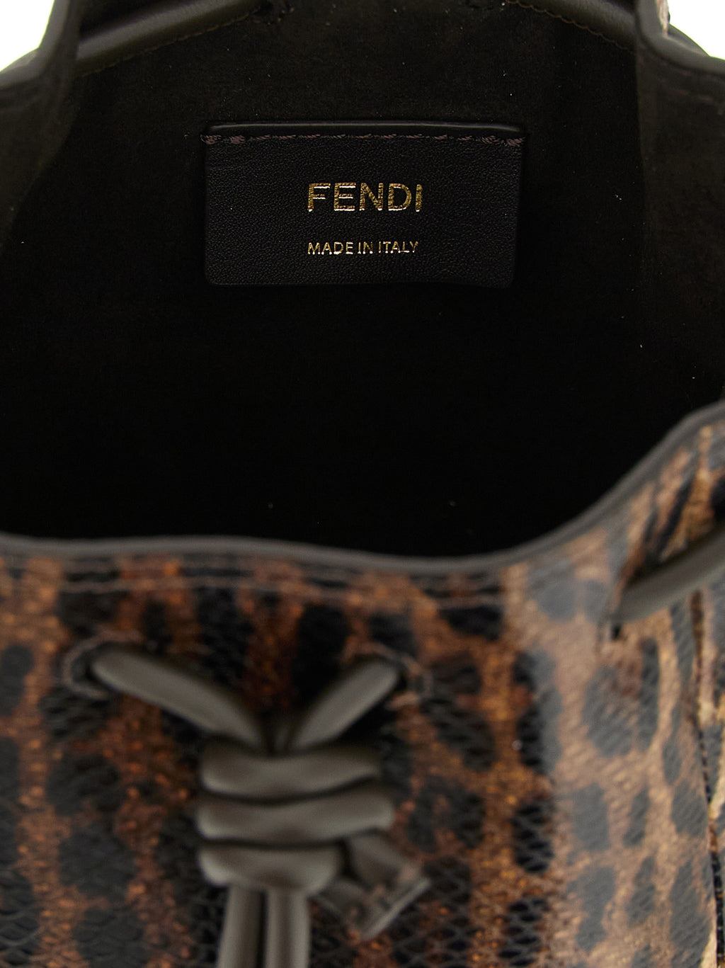 Fendi Mon Tresor Mini Karung Leather Bucket Bag Brown