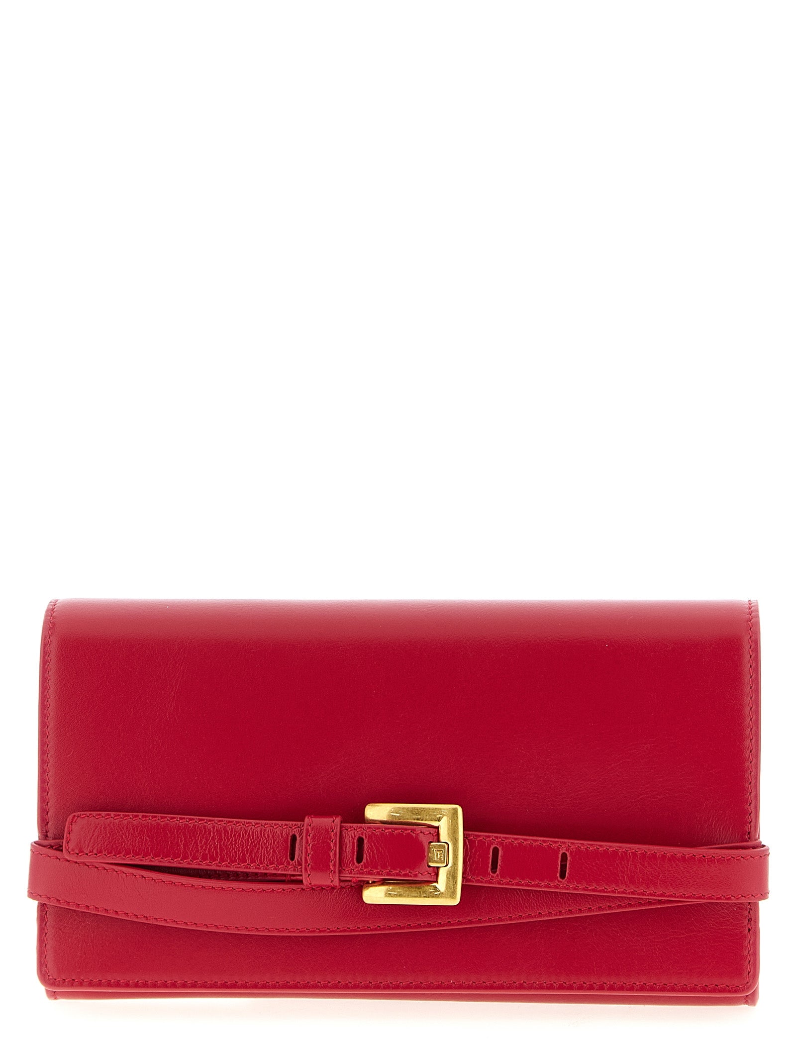 Balmain Shuffle Leather Wallet on Chain Fuchsia