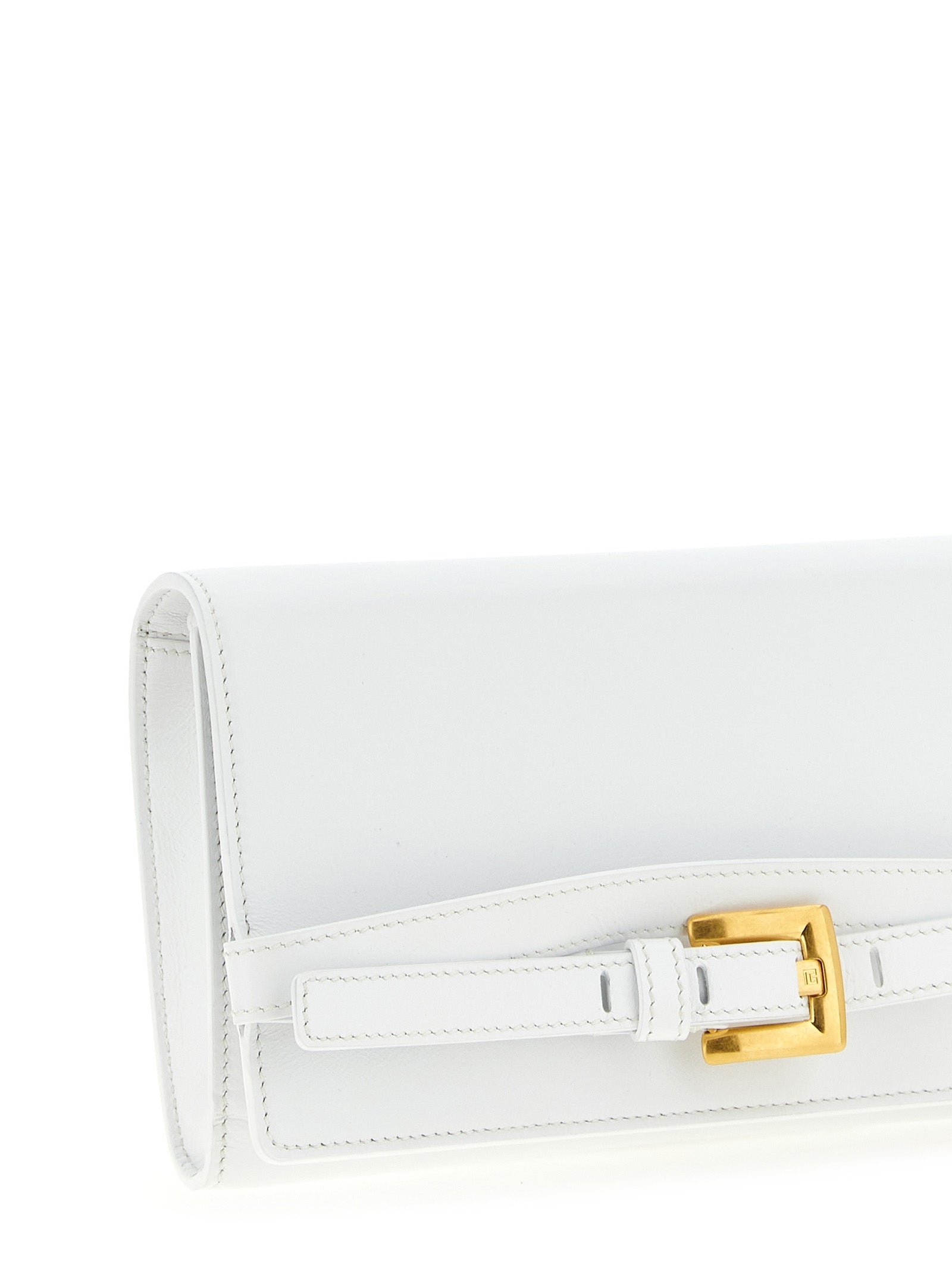 Balmain Shuffle Leather Wallet on Chain White