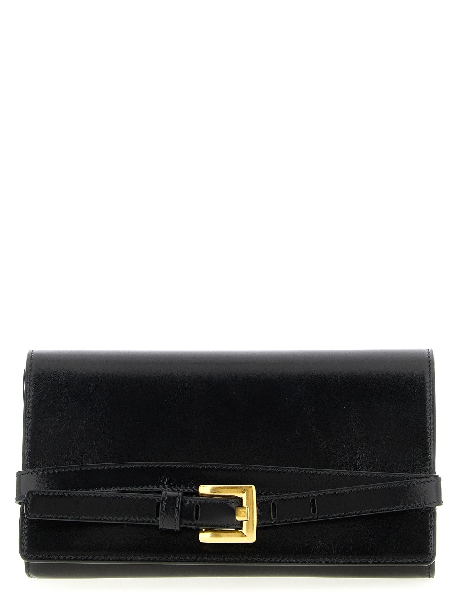Balmain Shuffle Leather Wallet on Chain Black