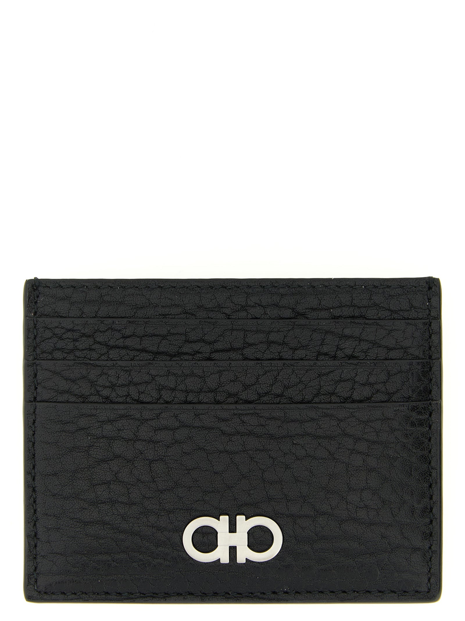 Ferragamo Gancini Black Leather Card Holder