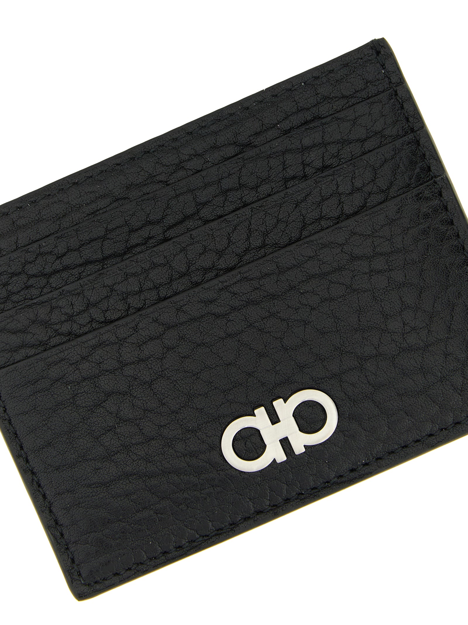 Ferragamo Gancini Black Leather Card Holder