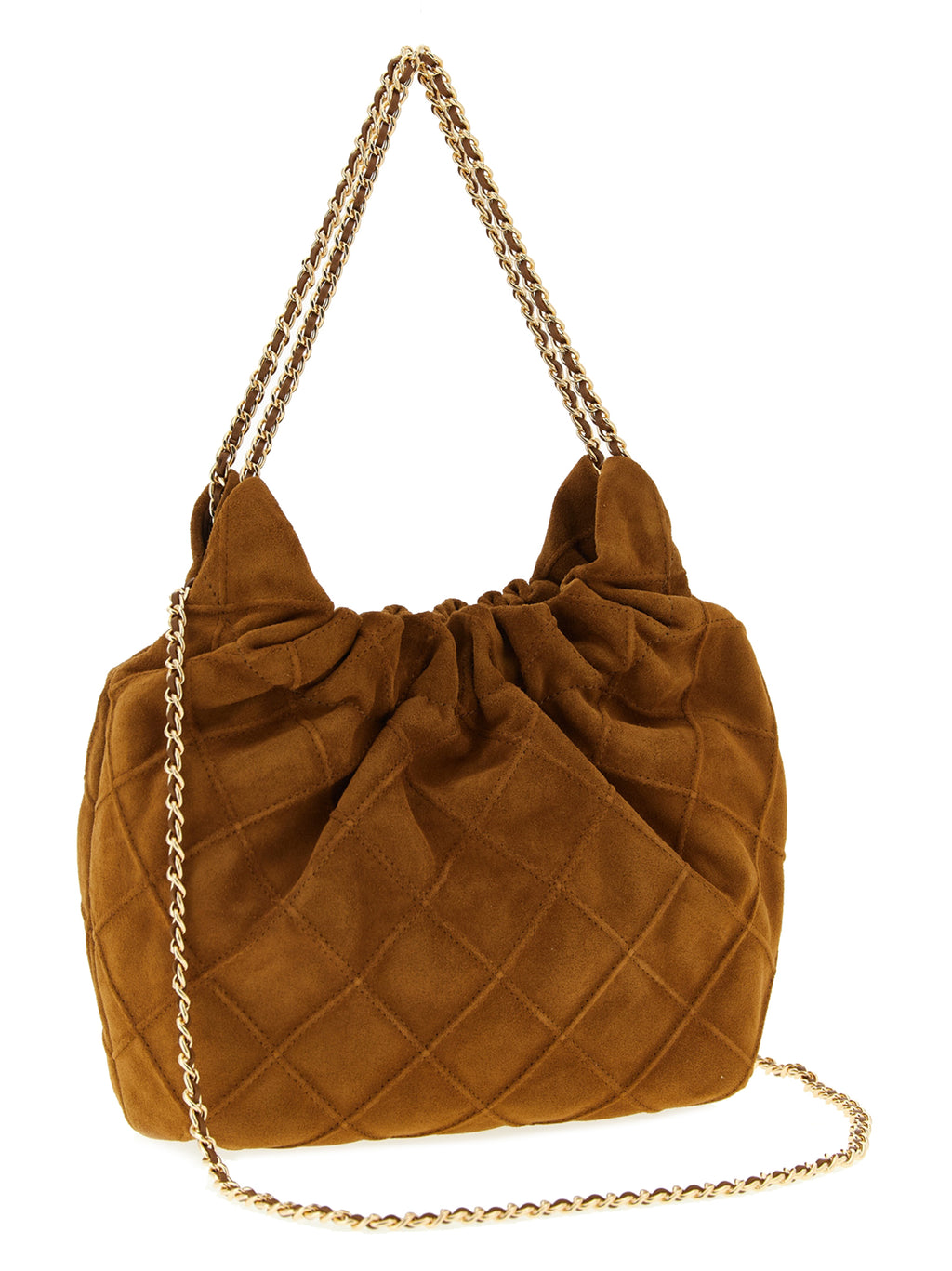 Tory Burch Fleming Mini Quilted Leather Shoulder Bag Brown