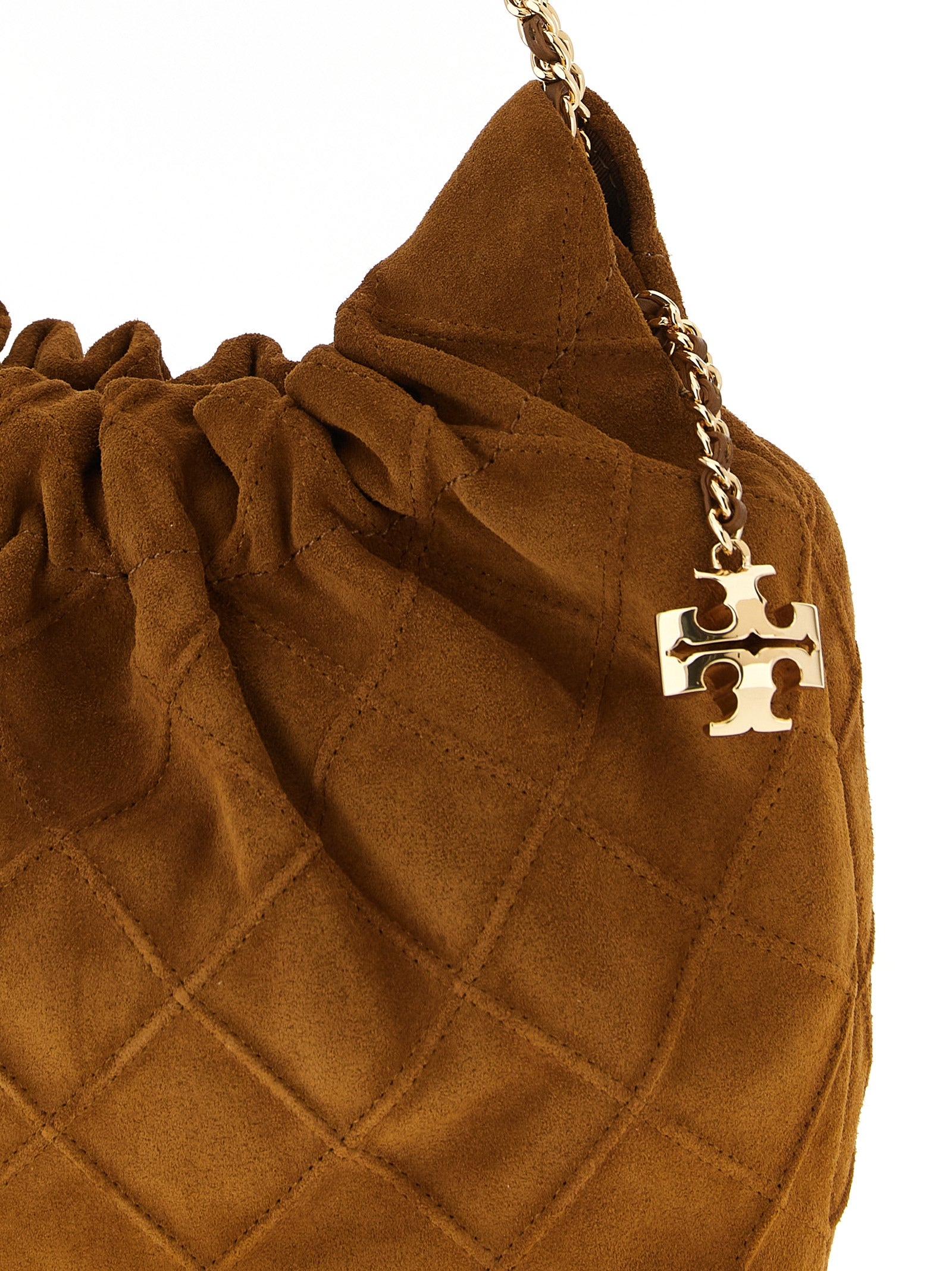 Tory Burch Fleming Mini Quilted Leather Shoulder Bag Brown