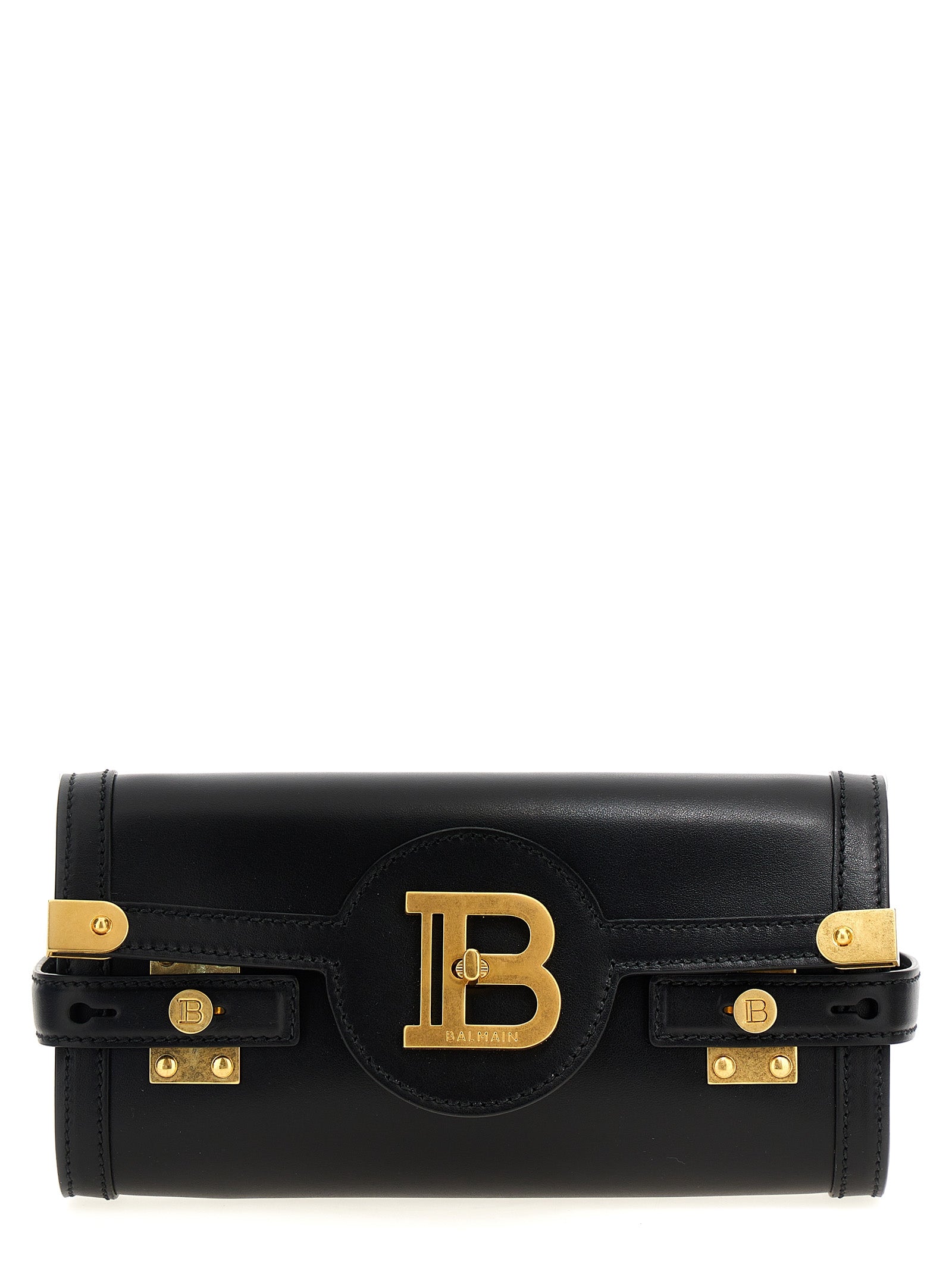 Balmain B-Buzz 23 Leather Wallet on Chain Black
