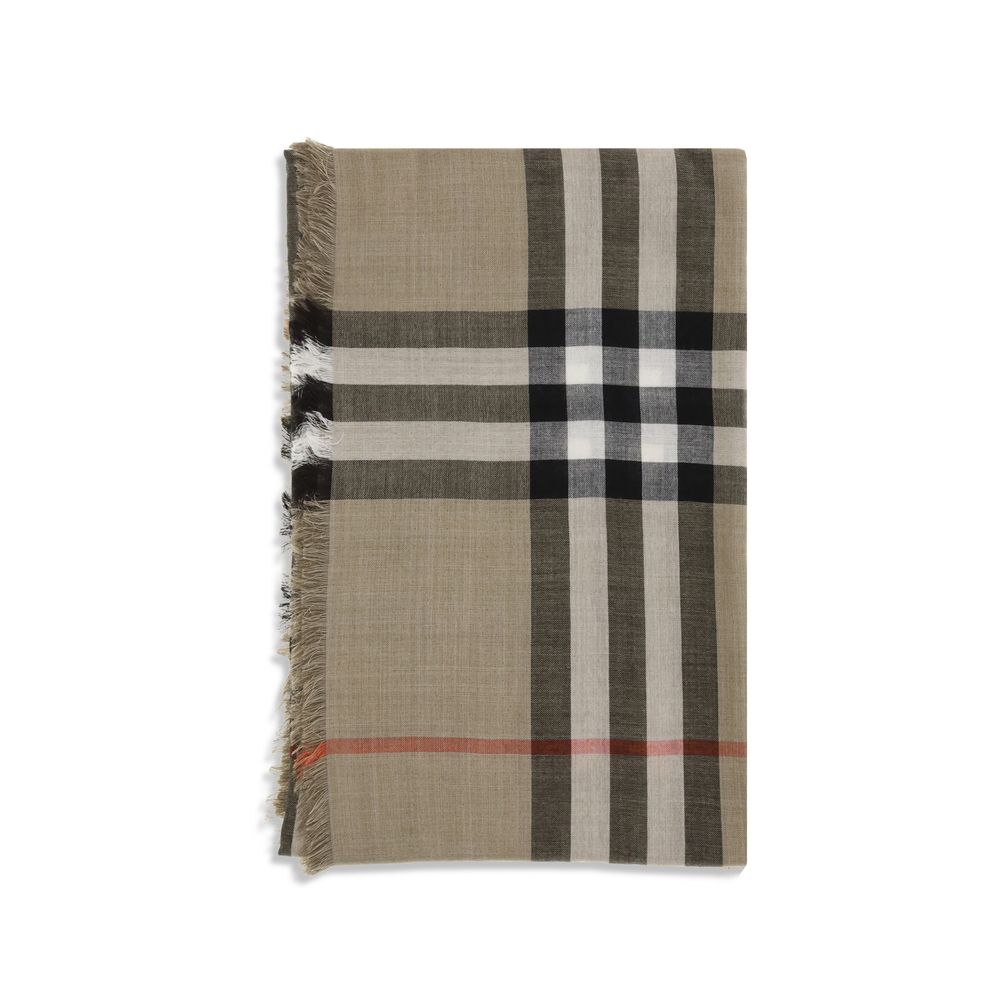 Burberry Check Reversible Wool Silk Scarf Archive Beige
