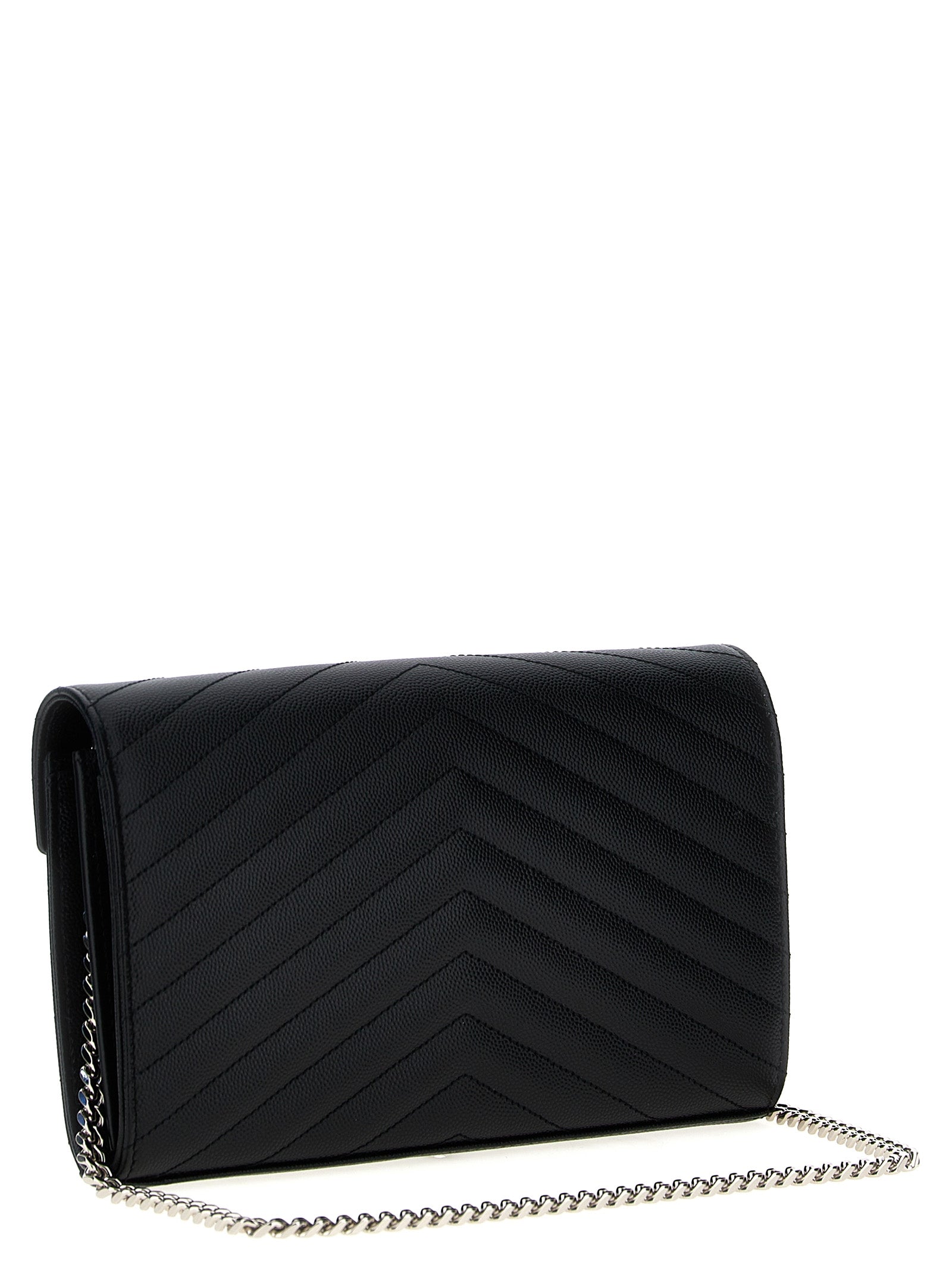 Saint Laurent Cassandre Chain Wallet Black