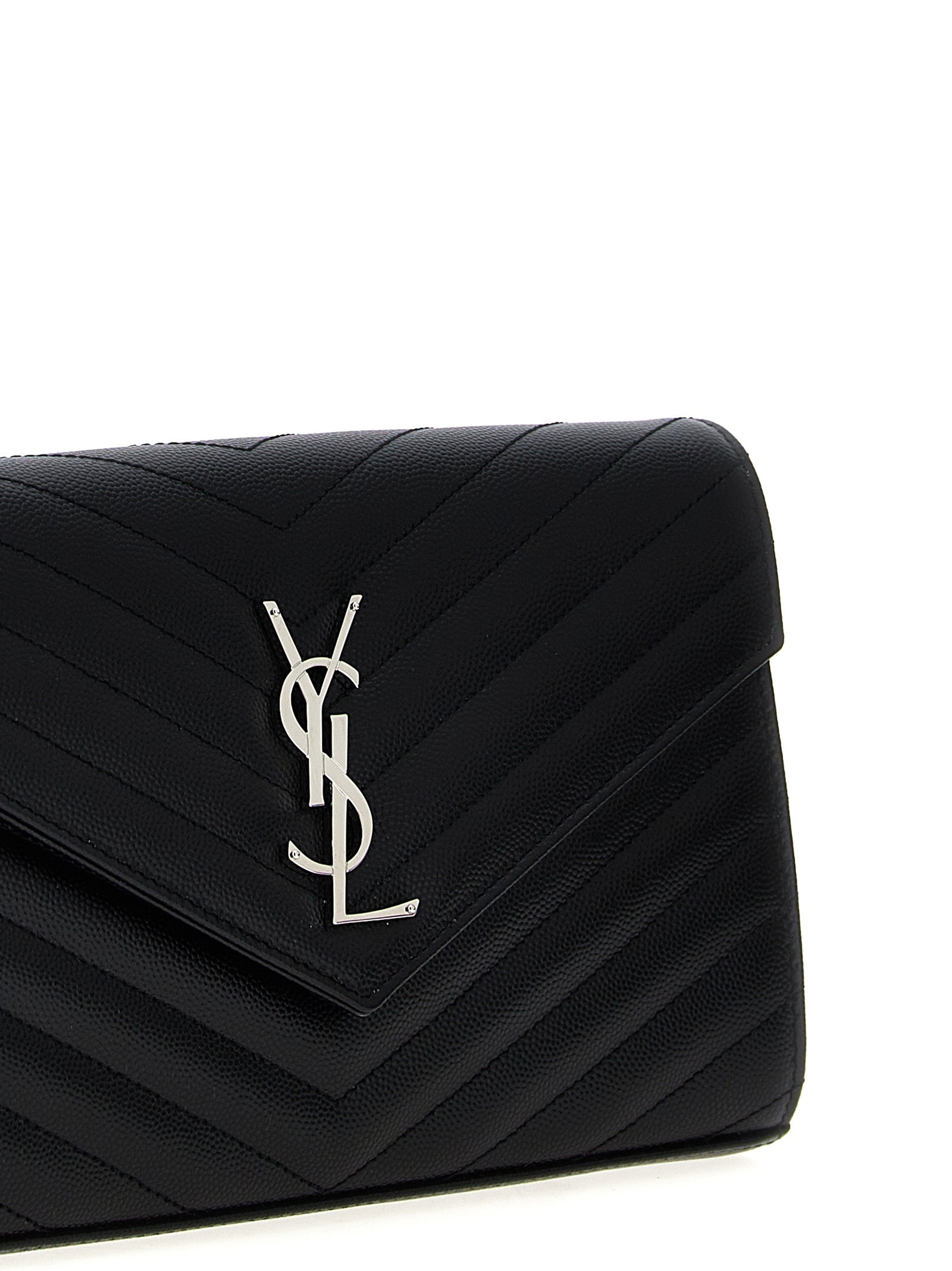 Saint Laurent Cassandre Chain Wallet Black