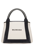Balenciaga Navy Cabas Small Tote Bag Natural Black