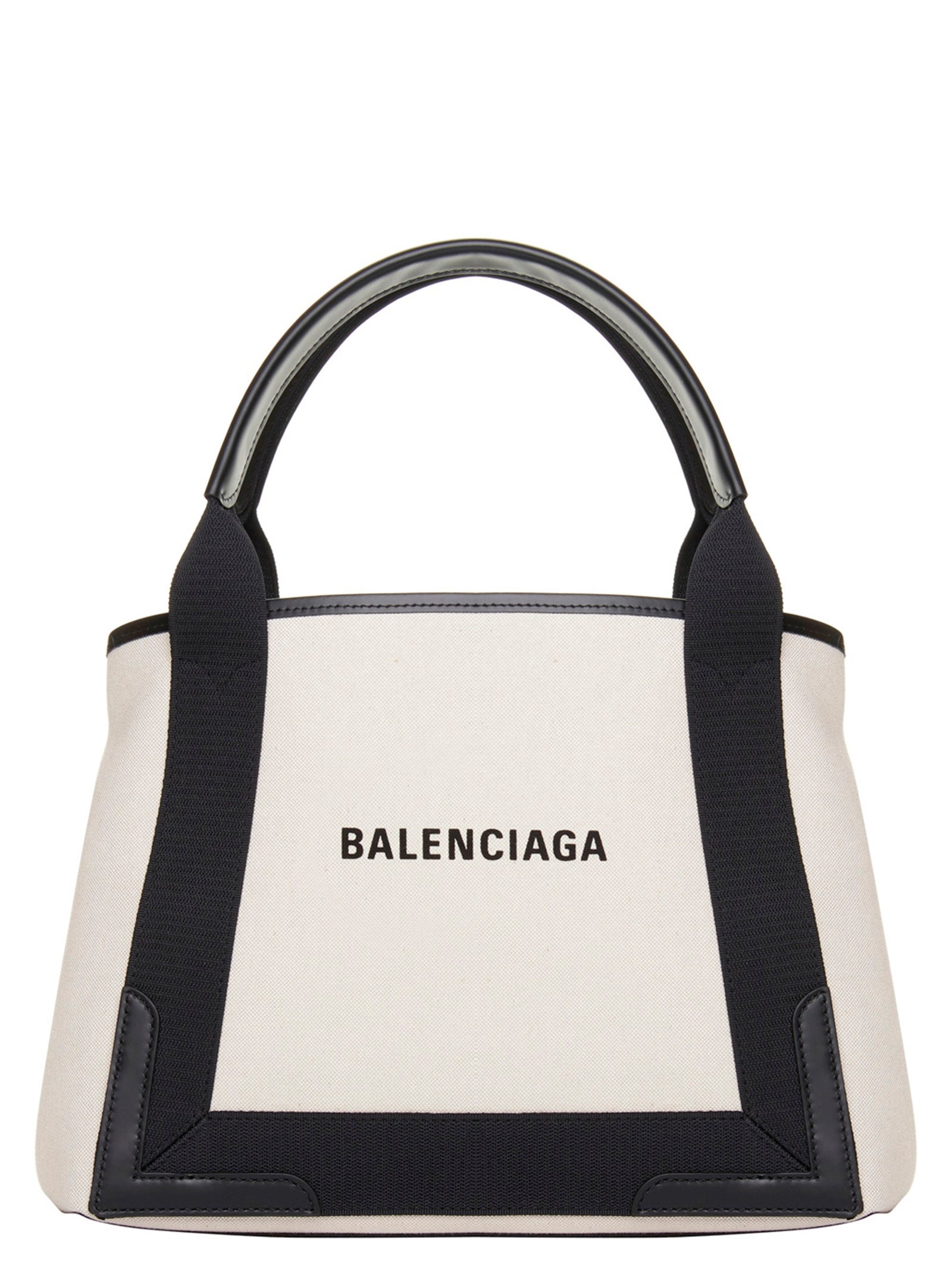 Balenciaga Navy Cabas Small Tote Bag Natural Black