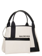 Balenciaga Navy Cabas Small Tote Bag Natural Black