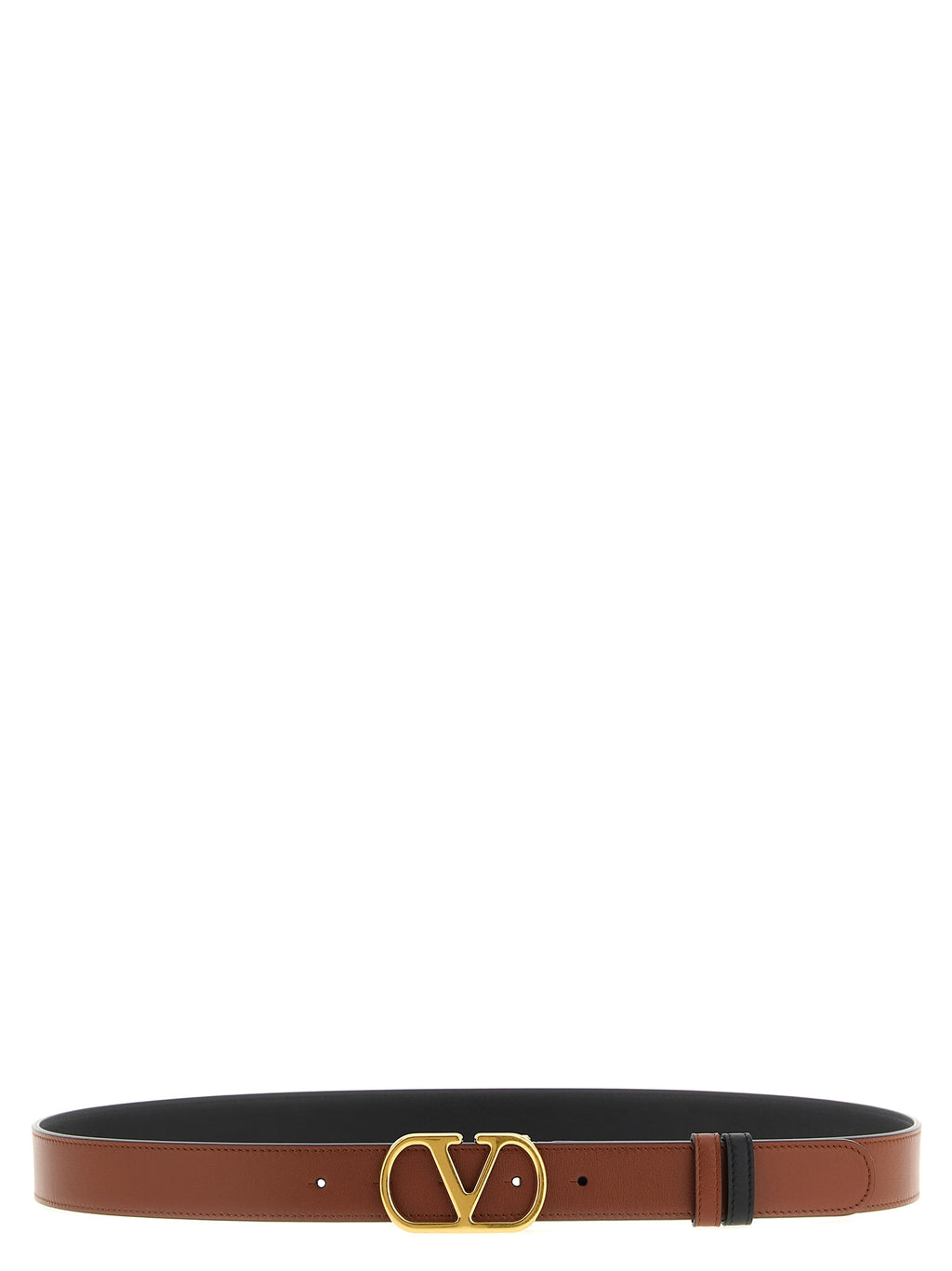 Valentino Garavani Brown/Black Reversible Leather VLogo Belt 4cm