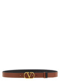 Valentino Garavani Brown/Black Reversible Leather VLogo Belt 4cm