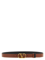 Valentino Garavani Brown/Black Reversible Leather VLogo Belt 4cm