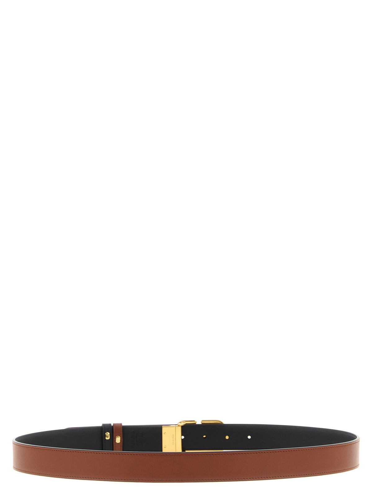 Valentino Garavani Brown/Black Reversible Leather VLogo Belt 4cm