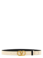 Valentino Garavani Black/Cream Reversible Leather VLogo Belt 3cm
