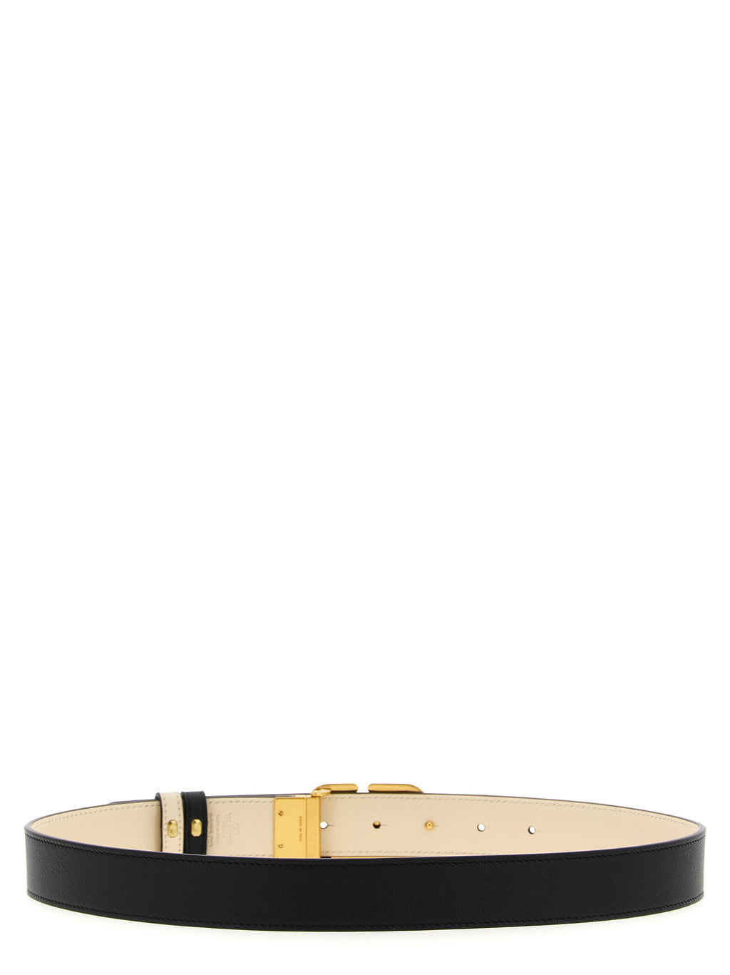Valentino Garavani Black/Cream Reversible Leather VLogo Belt 3cm