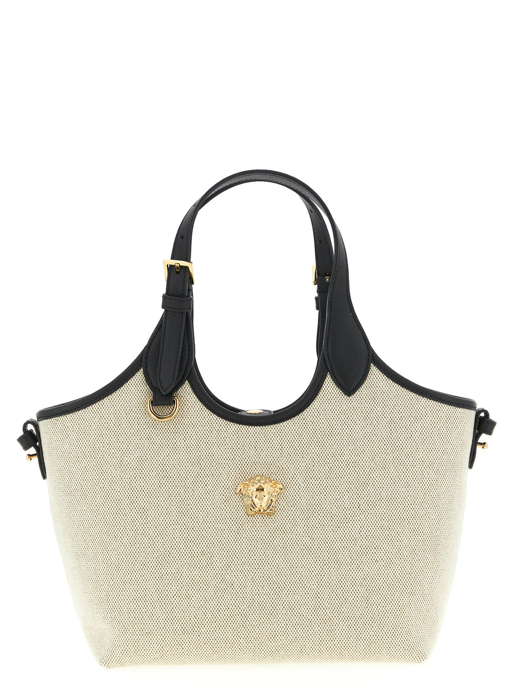 Versace La Medusa Mini Canvas Tote Bag Natural