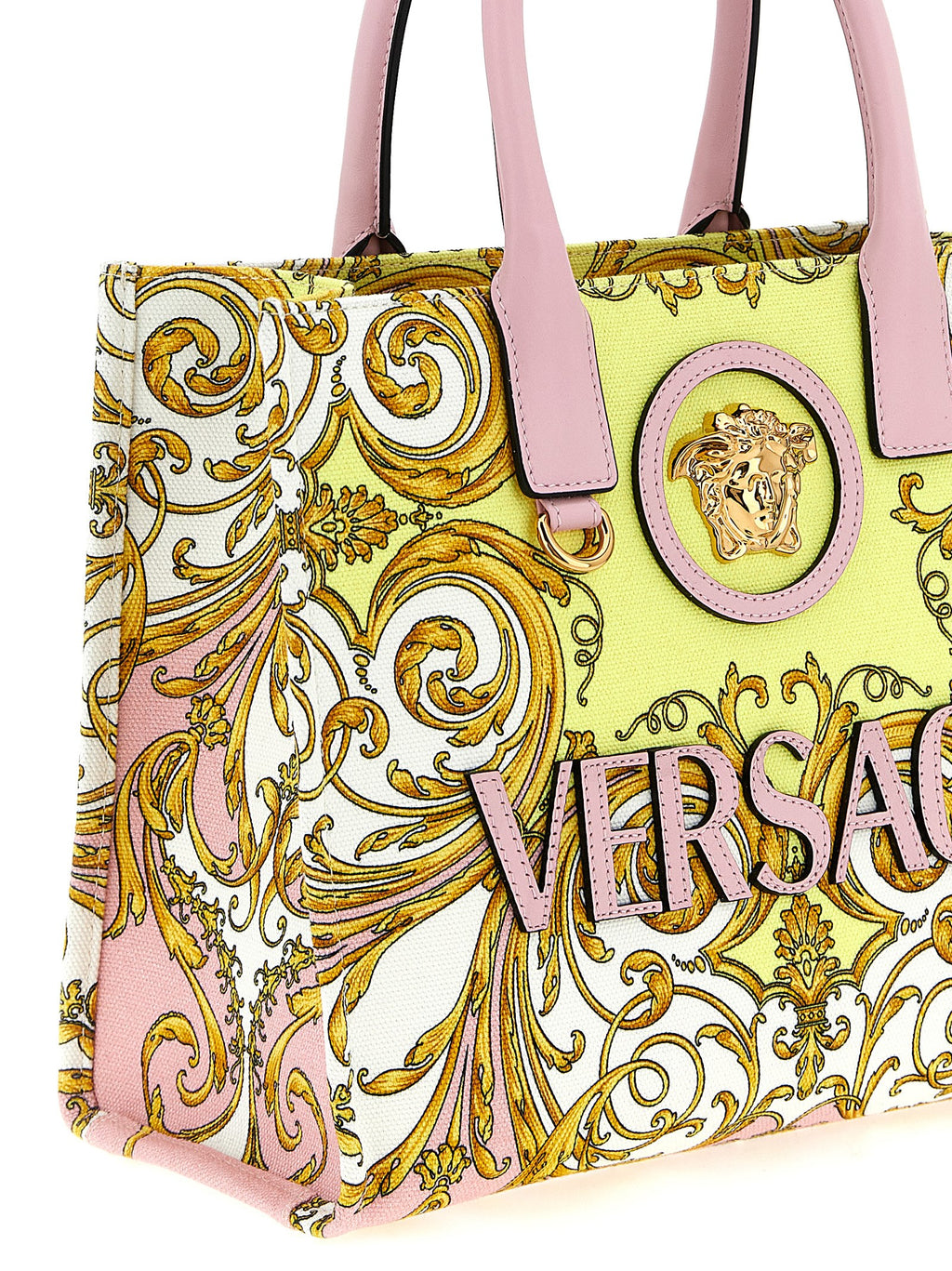 Versace Spring Barocco Canvas Tote Bag Pink