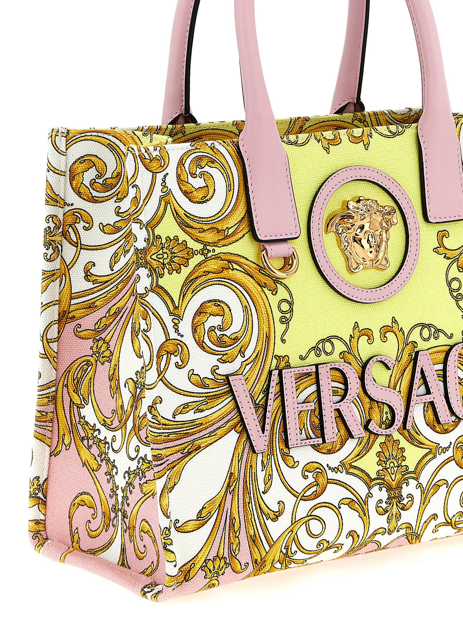 Versace Spring Barocco Canvas Tote Bag Pink