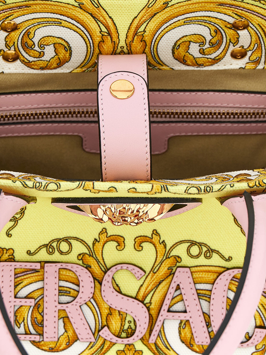 Versace Spring Barocco Canvas Tote Bag Pink