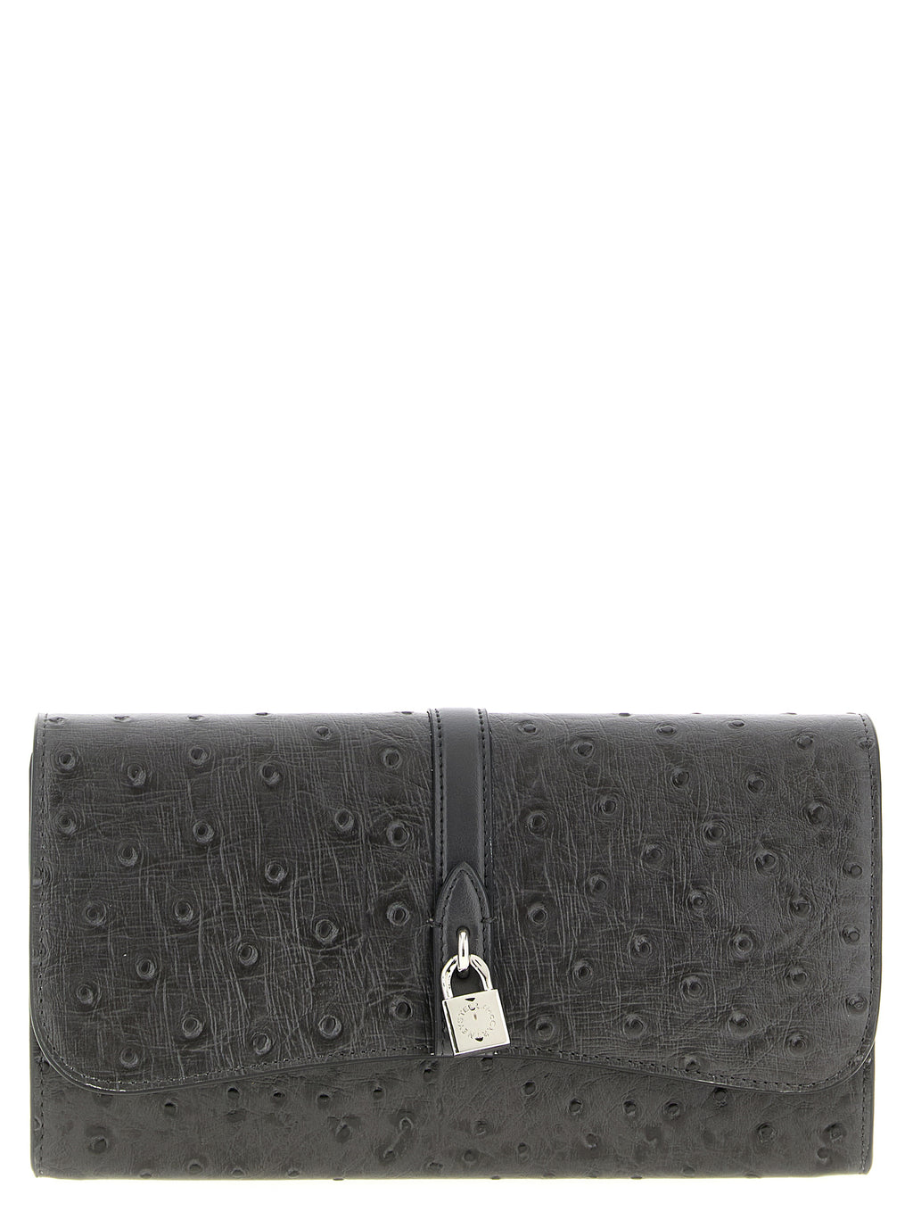 Stella McCartney Ryder Ostrich-Effect Chain Wallet Black