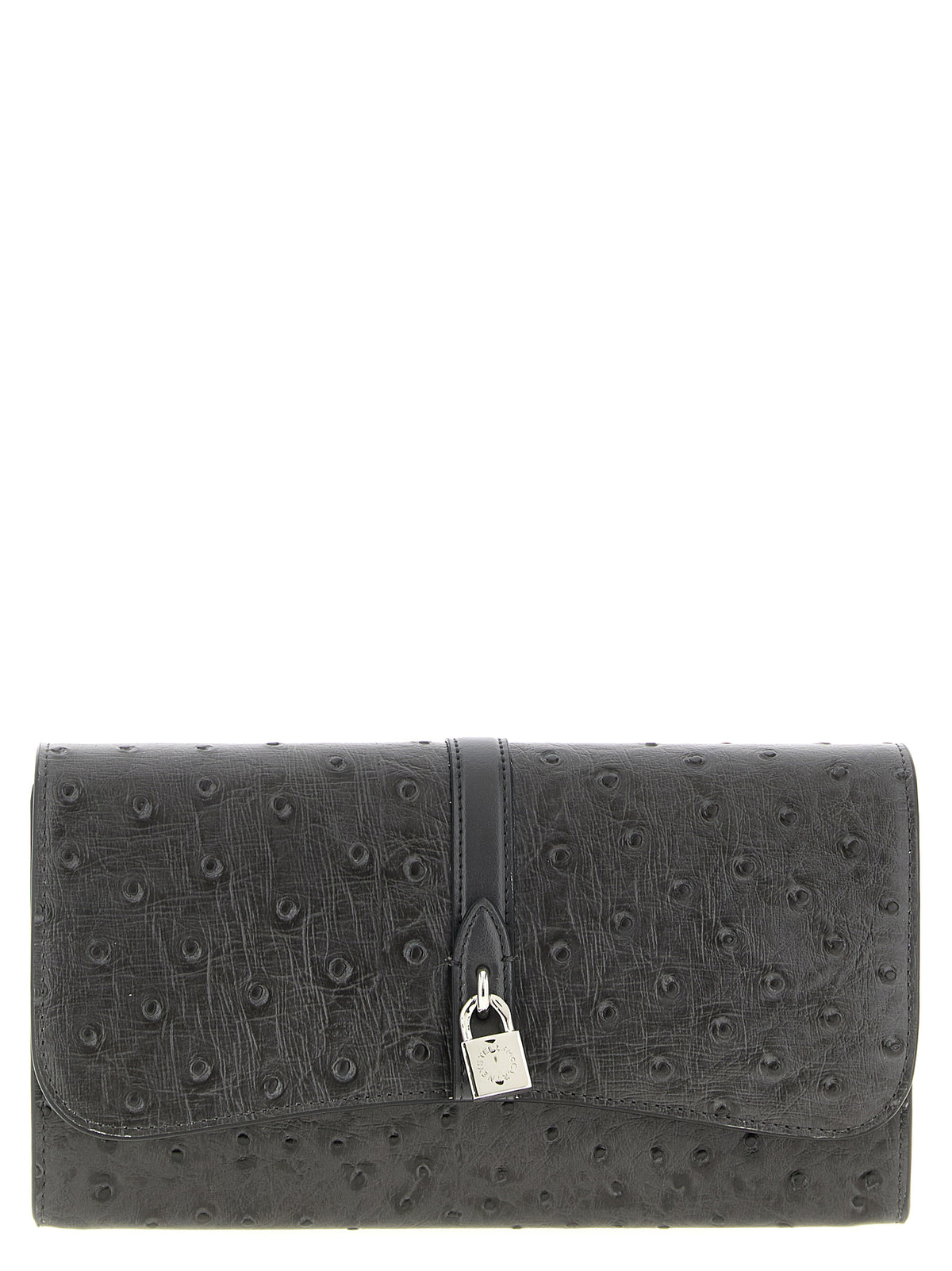 Stella McCartney Ryder Ostrich-Effect Chain Wallet Black