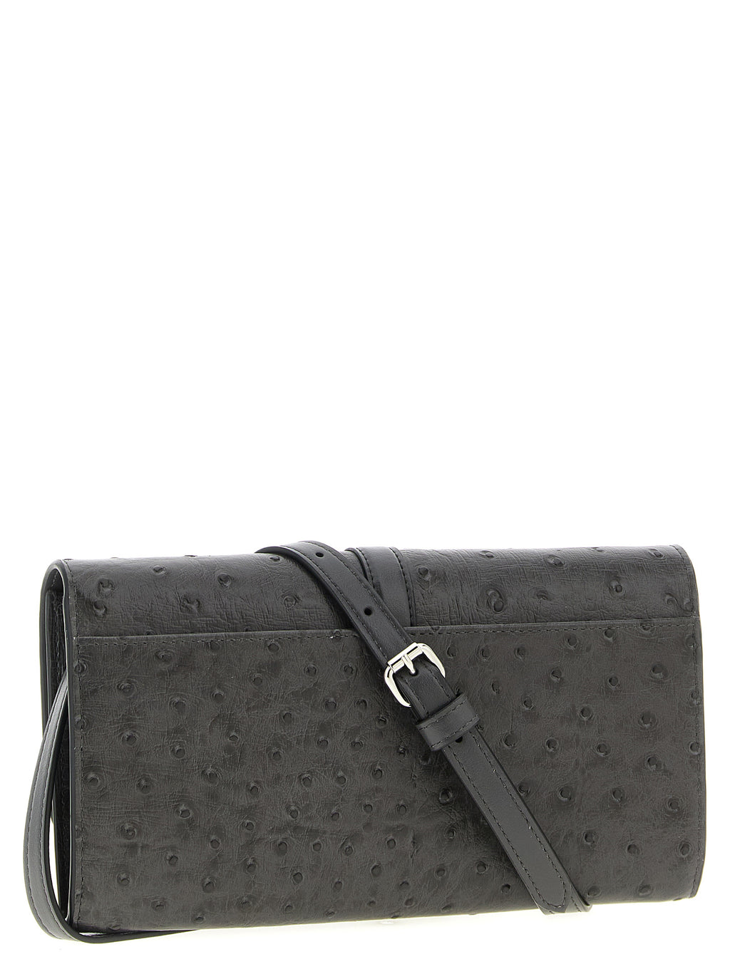 Stella McCartney Ryder Ostrich-Effect Chain Wallet Black