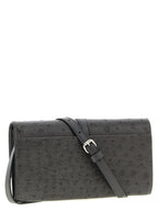 Stella McCartney Ryder Ostrich-Effect Chain Wallet Black