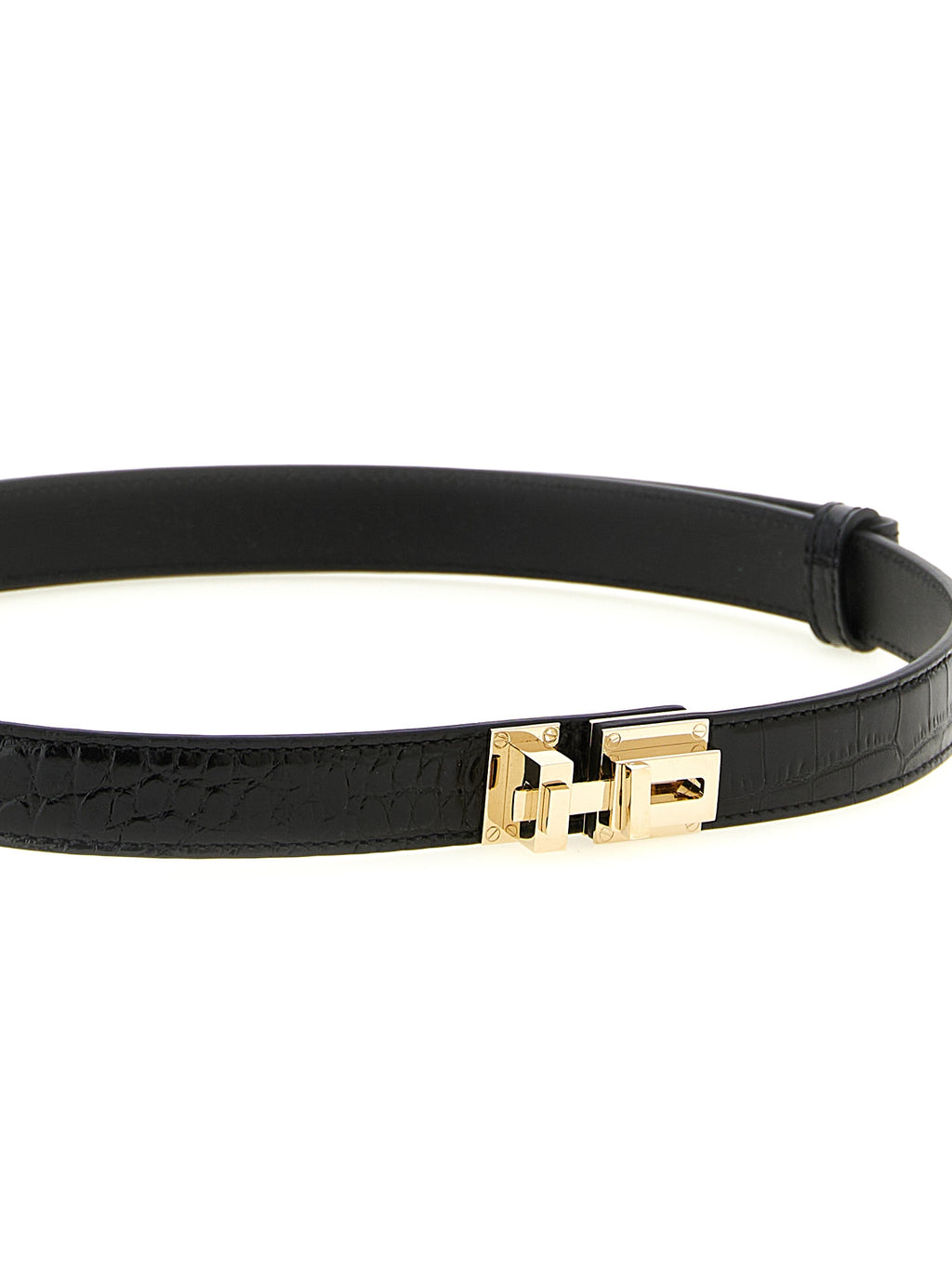 Tom Ford Croc-Embossed Leather Belt Black