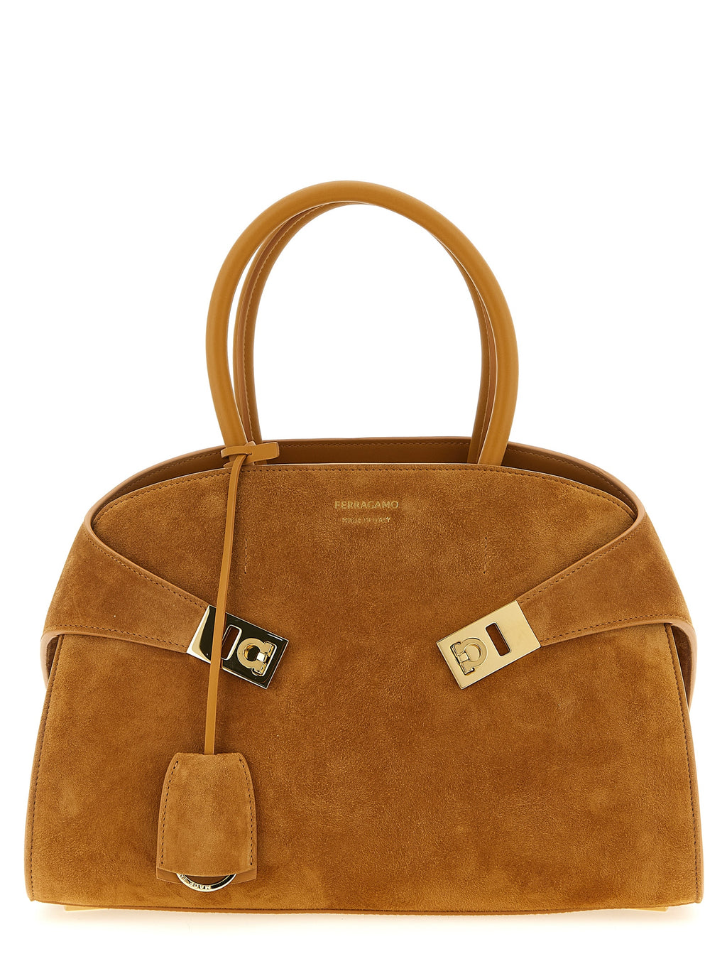 Ferragamo Hug TH S Brown Suede Leather Handbag