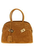 Ferragamo Hug TH S Brown Suede Leather Handbag