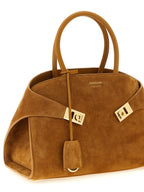 Ferragamo Hug TH S Brown Suede Leather Handbag