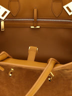 Ferragamo Hug TH S Brown Suede Leather Handbag