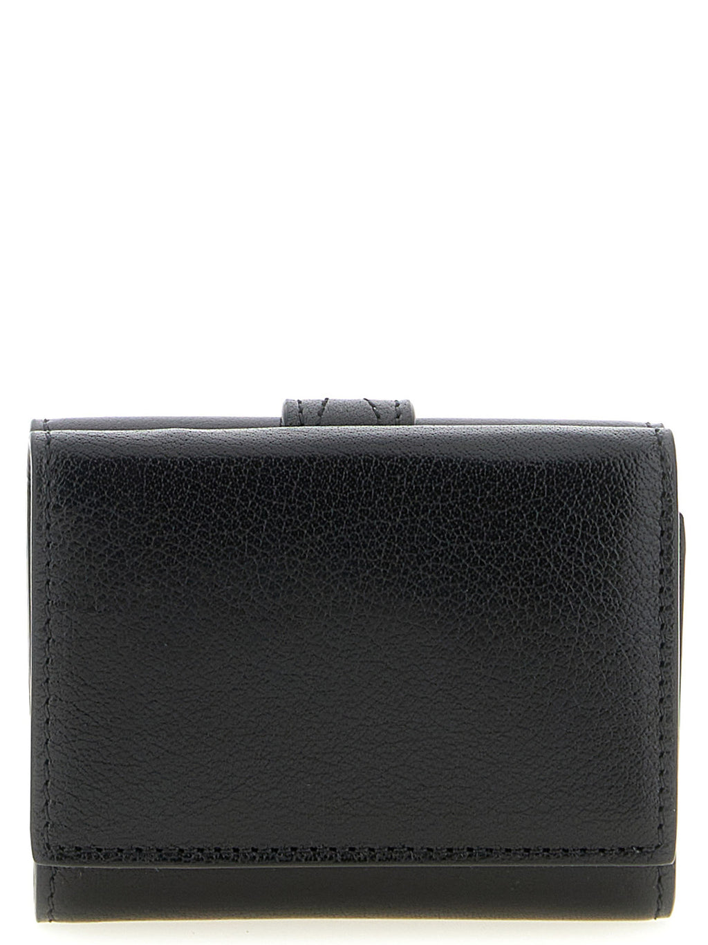 Chloé Mini Paddington Black Grained Leather Tri-Fold Wallet