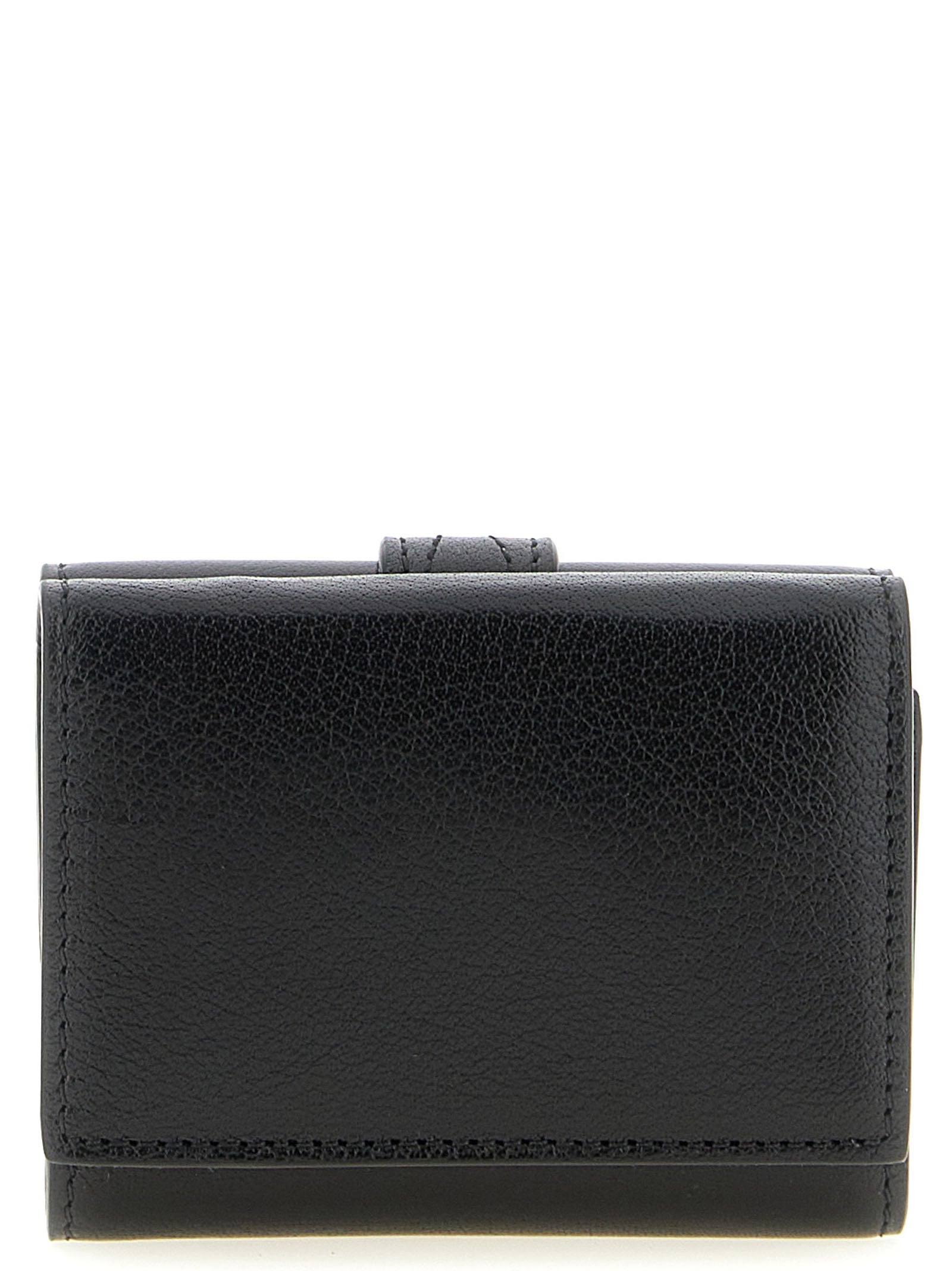 Chloé Mini Paddington Black Grained Leather Tri-Fold Wallet